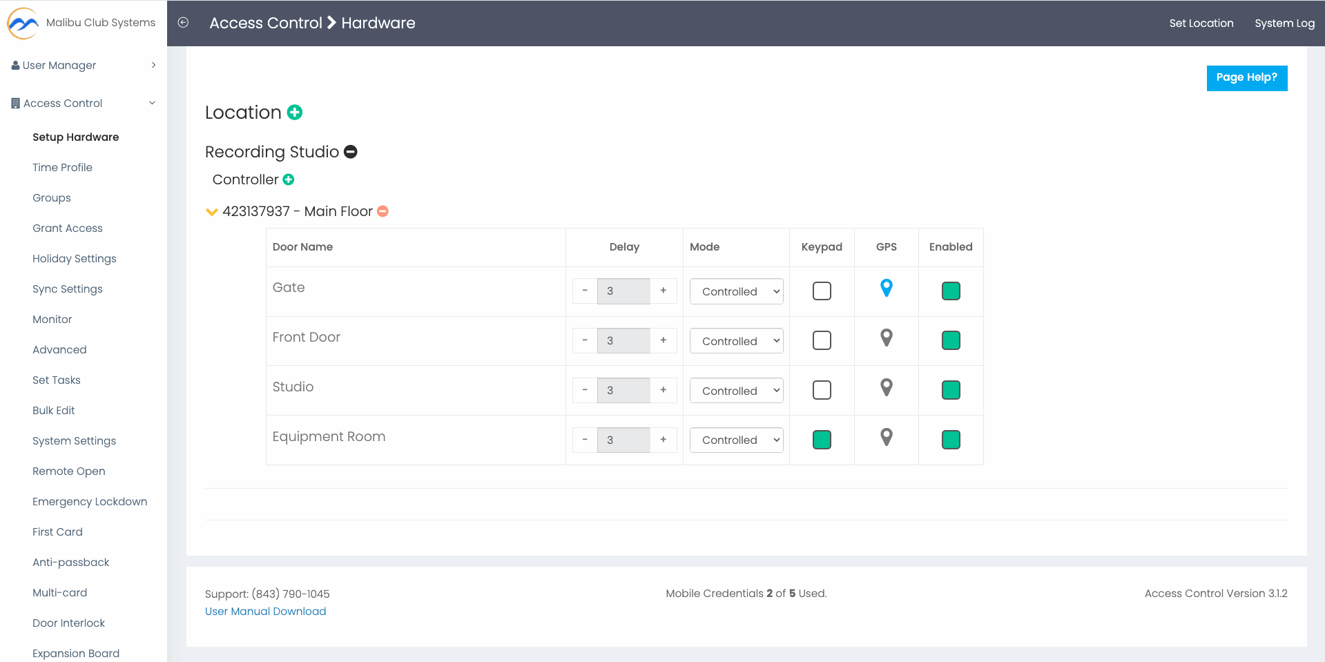 Malibu Access Control Management Interface
